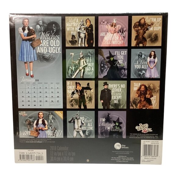 The Wizard Of Oz 16-Month 2018 Calendar With Bonus Downloadable Wallpaper - #1 - Picture 3 of 5